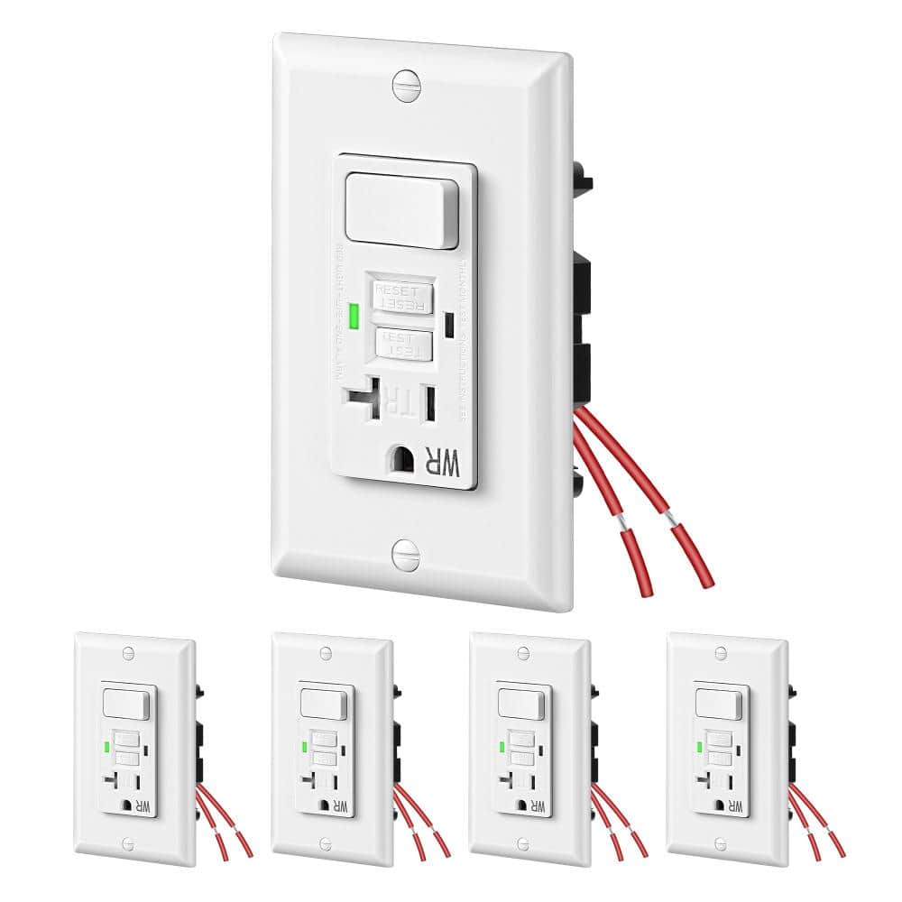 20 Amp Self-Test GFCI Outlet Receptacle with Light Switch, Decorative Wallplate Included (5-Pack) price history on PriceWatchPro