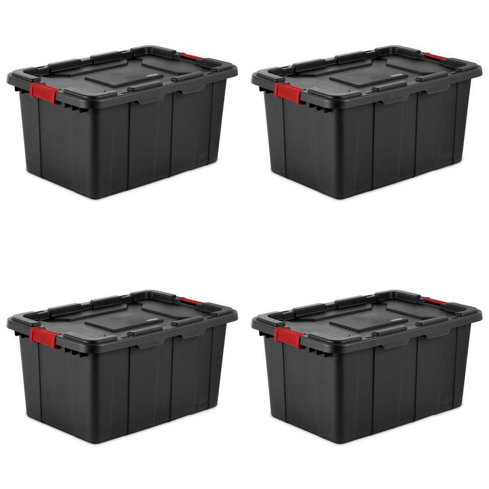 Sterilite 7.5 Gal Rugged Industrial Storage Totes w/ Latch Lids, Black (6  Pack), 1 Piece - Fred Meyer