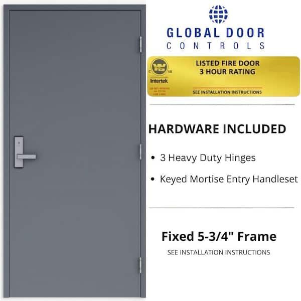 Flush Doors Series 36x84in. Left Handed Stainless Steel Finish, Metal 18G Door Kit; Fixed 5-3/4in 16G Frame and Hardware