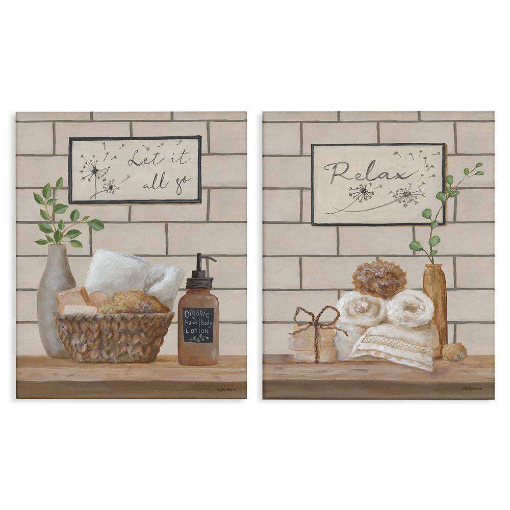 Go Relax Traditional Bathroom by Pam Britton 2 Piece Unframed Typography Graphic Art Print 20 in. x 16 in. price history on PriceWatchPro