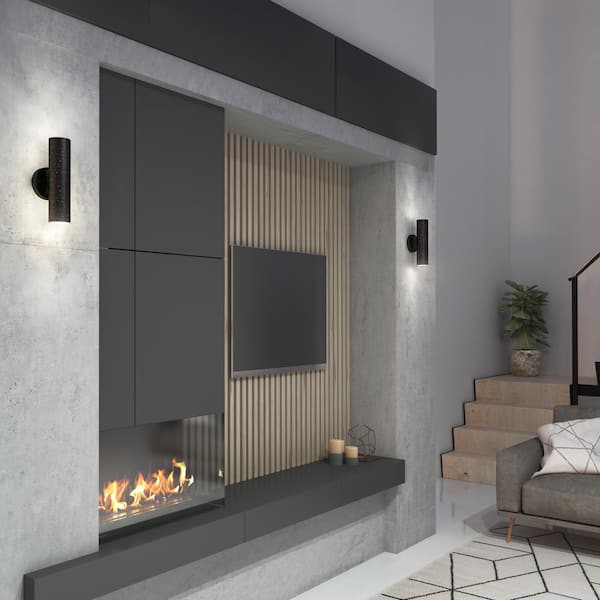 Artika Cosmic Black Modern 3 CCT Integrated LED Exterior Hardwired Garage and Porch-Light Cylinder Sconce