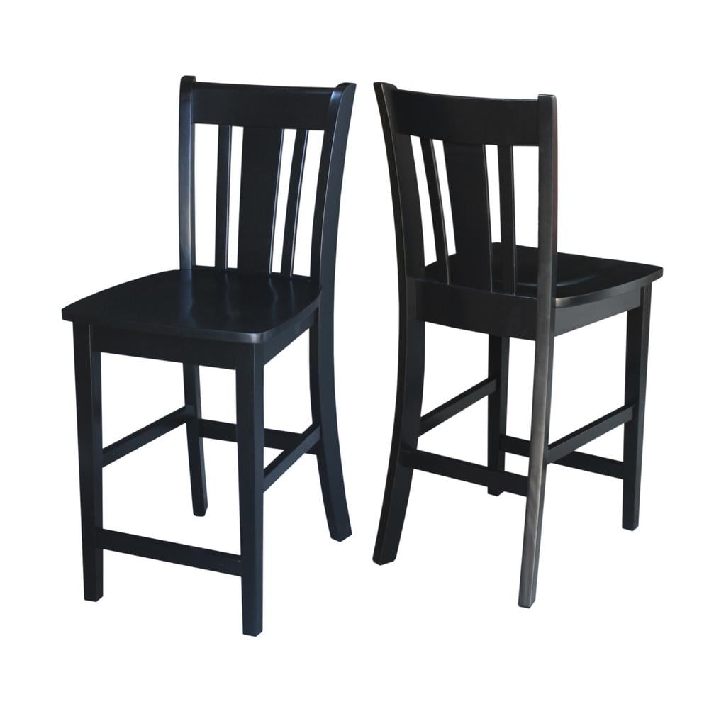 San Remo Solid Wood 24" Black Counter Height Stool