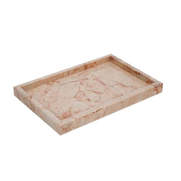 11.8 in. x 7.87 in. Marble Bathroom Tray Pure Natural Tray in Pink without Ceramic and Resin