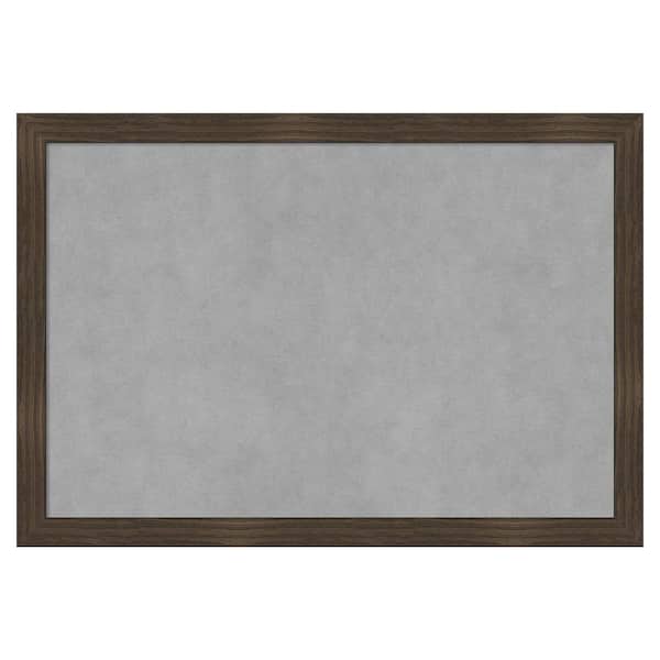 Amanti Art Woodgrain Stripe Chocolate 26 in. x 18 in. Framed Magnetic Board