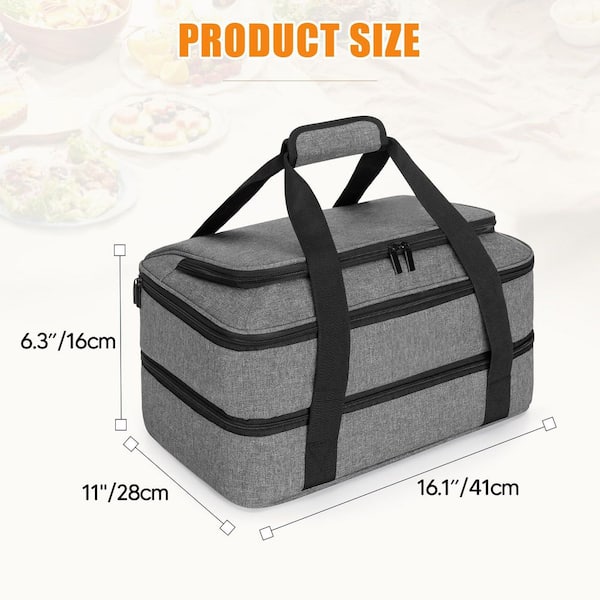 insulated casserole travel tote bag Trunab Carrier for Hot or Cold Food Casserole from picnics and camping trips to day trips or office potlucks LUNCIA Insulated Single Decker Casserole