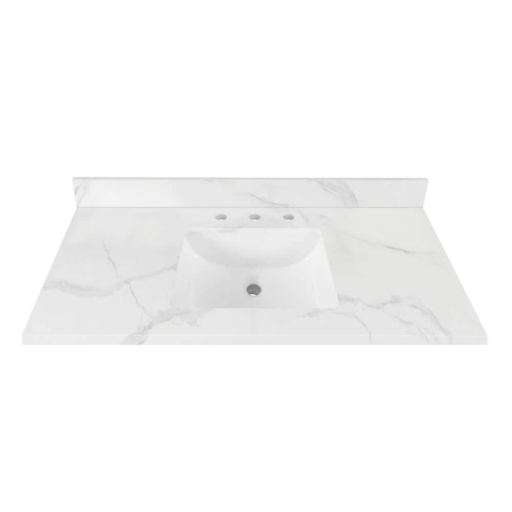 Home Decorators Collection 49 in. W x 22 in D Engineered Stone White ...