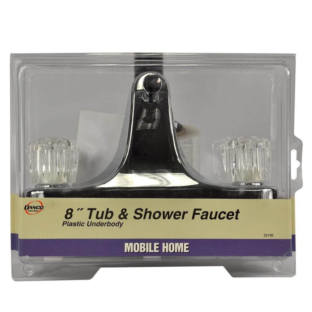 Classic Chrome 8" Tub and Shower Faucet with Acrylic Knobs