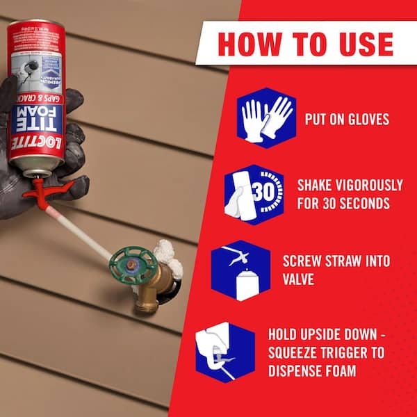 Loctite - TITE FOAM Gaps and Cracks Spray Foam, Bright White, 12 oz. Can, Insulating Spray Foam Sealant