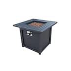 Flower 28 in. W x 24 in. H Square Steel Propane Black Slat Top Fire Pit