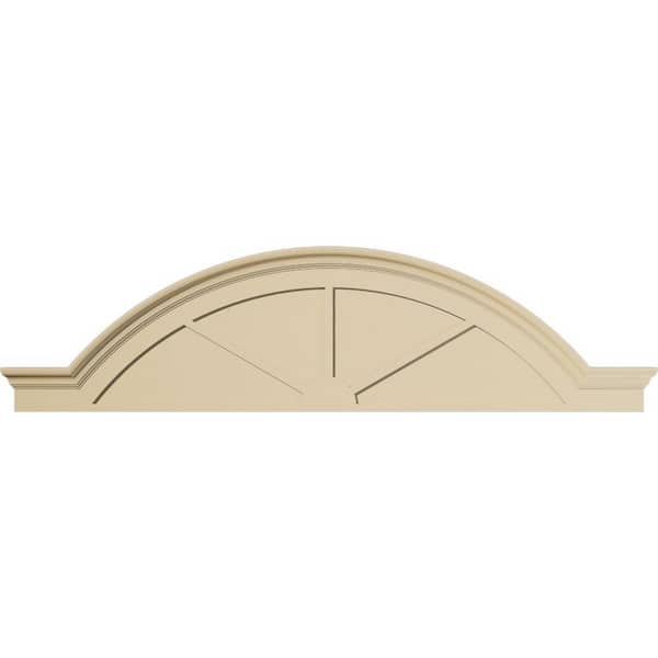 82-in. W x 21-1/2-in. H x 2-1/2-in. P Segment Arch W/Flankers 3 Spoke Signature Urethane Pediment, Primed Tan
