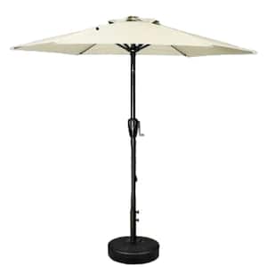 7.5 ft. Deluxe Patio Market Umbrella with Push Button Tilt/Crank and 6 Sturdy Ribs, Beige