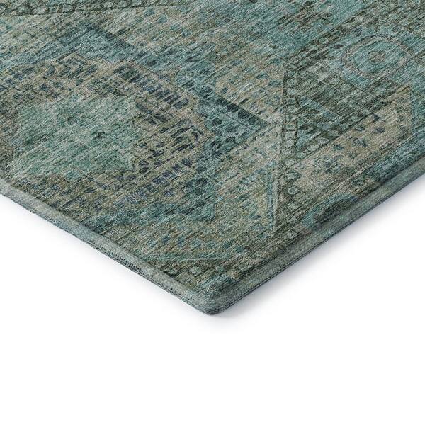 Mayfield Premium Machine Washable Abstract AMF1929 Sage 2 ft. x 7 ft. Runner Rug