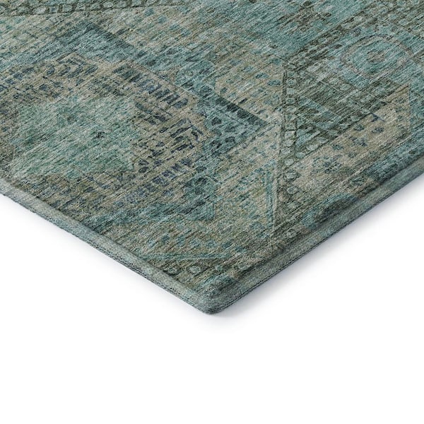 Mayfield Premium Machine Washable Abstract AMF1929 Sage 8 ft. x 10 ft. Area Rug