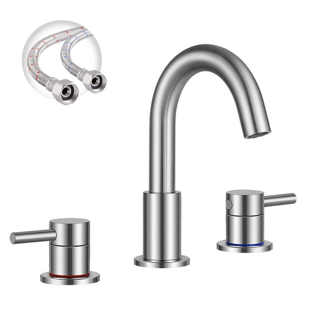 2-Handles 8 in. Widespread High Arc Bathroom Faucet with 360° Swivel Spout in Brushed Nickel price history on PriceWatchPro