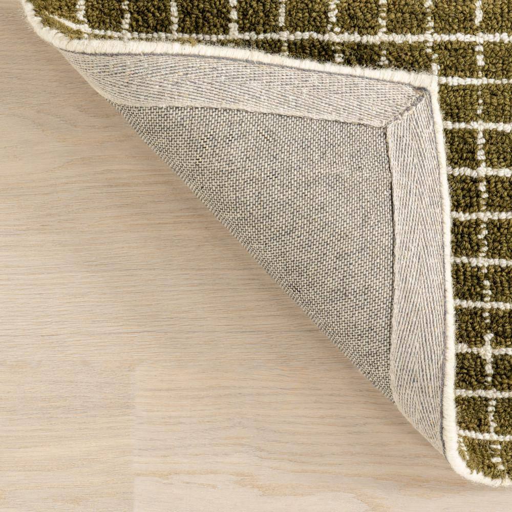 Moss Green Hand-Tufted Wool Rectangular Area Rug, 3' x 5'