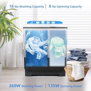 1.73 cu ft. Portable Top Load Washer in White with 17.6 lbs. Large Capacity, Washer and Spinner Combo