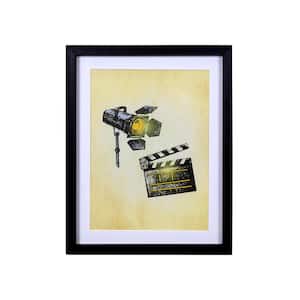 Movie Light and Clapboard Wood Framed Wall Art Under Glass Decorative Sign
