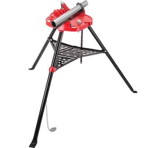 460-6 Tripod Pipe Chain Vise 1/8 in.-6 in. Capacity Pipe Stand Portable Foldable Steel Legs Pipe Jack Stands with Tray
