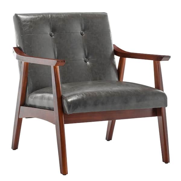 Convenience Concepts Take a Seat Natalie Dark Gray Faux Leather/Espresso Accent Chair