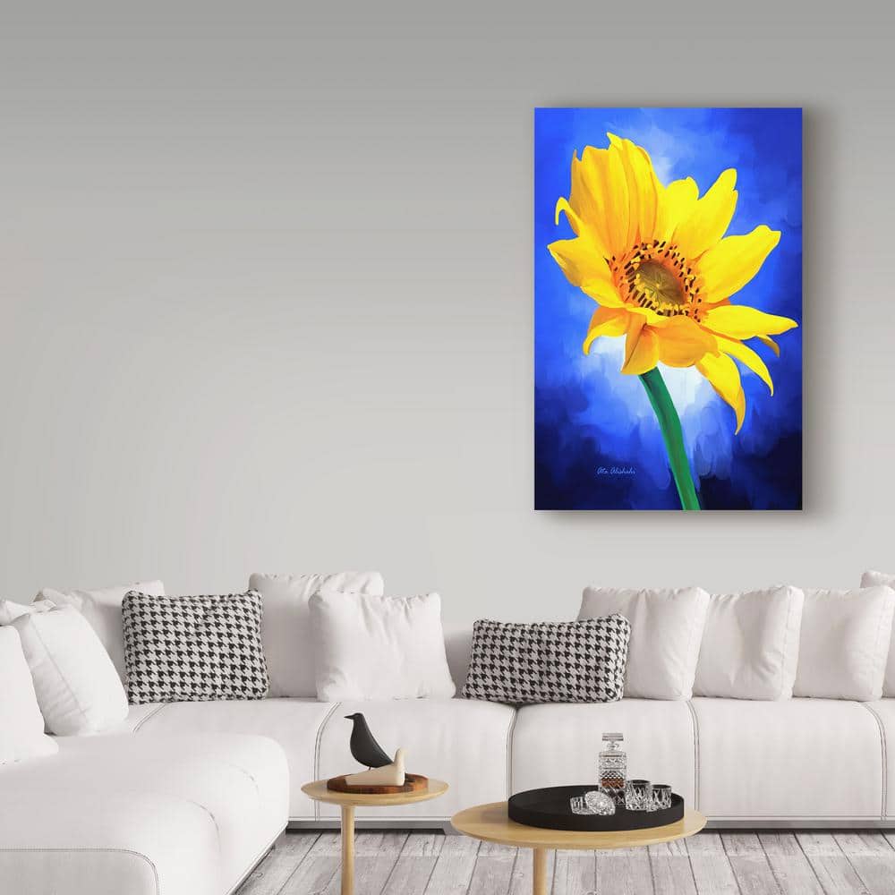 Vibrant Yellow Sunflower on Blue Canvas Print, 22'' x 32''