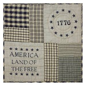 My Country Navy Khaki Land of the Free Quilted 32 x 32 Cotton Lap Throw Blanket