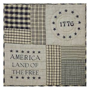 My Country Navy Khaki Land of the Free Quilted 32 x 32 Cotton Lap Throw Blanket