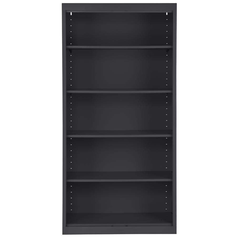 Black Adjustable Steel 72" Bookcase with Shelves