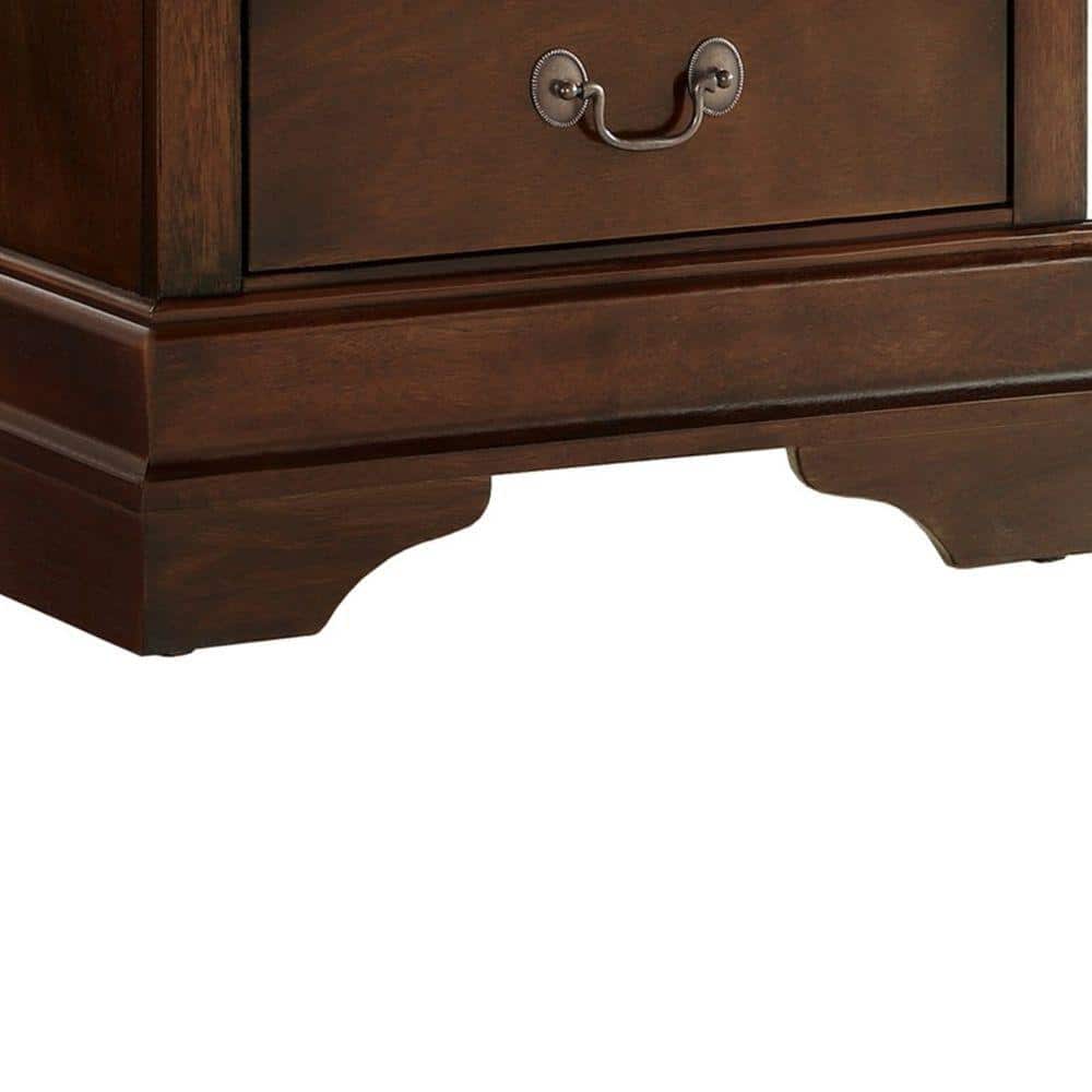 Brown Cherry Traditional Wood 2-Drawer Nightstand