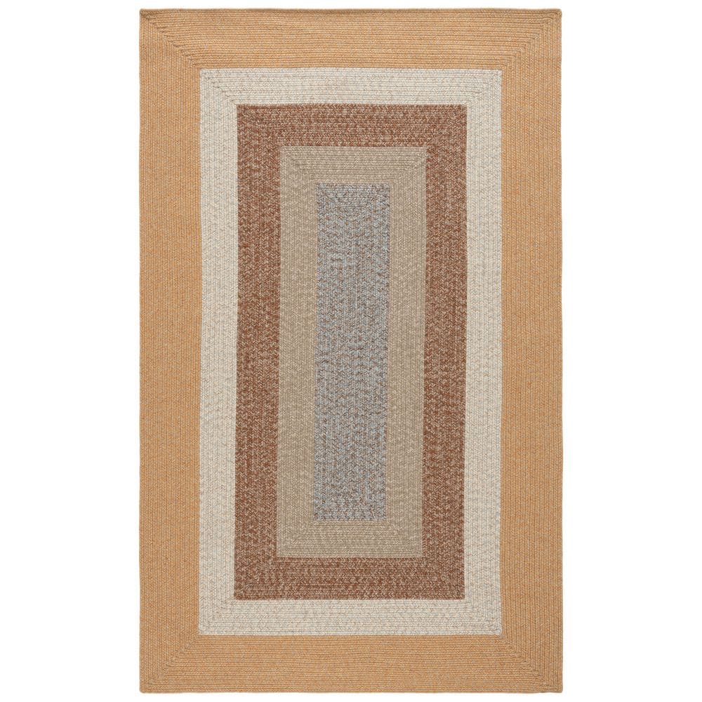 Braided Brown/Light Brown 6 ft. x 9 ft. Machine Washable Solid Striped Border Area Rug price history on PriceWatchPro
