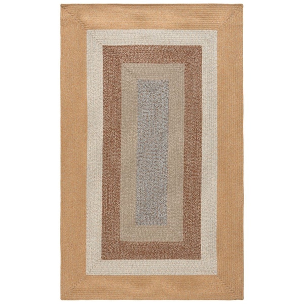 SAFAVIEH Braided Brown/Light Brown 6 ft. x 9 ft. Machine Washable Solid Striped Border Area Rug