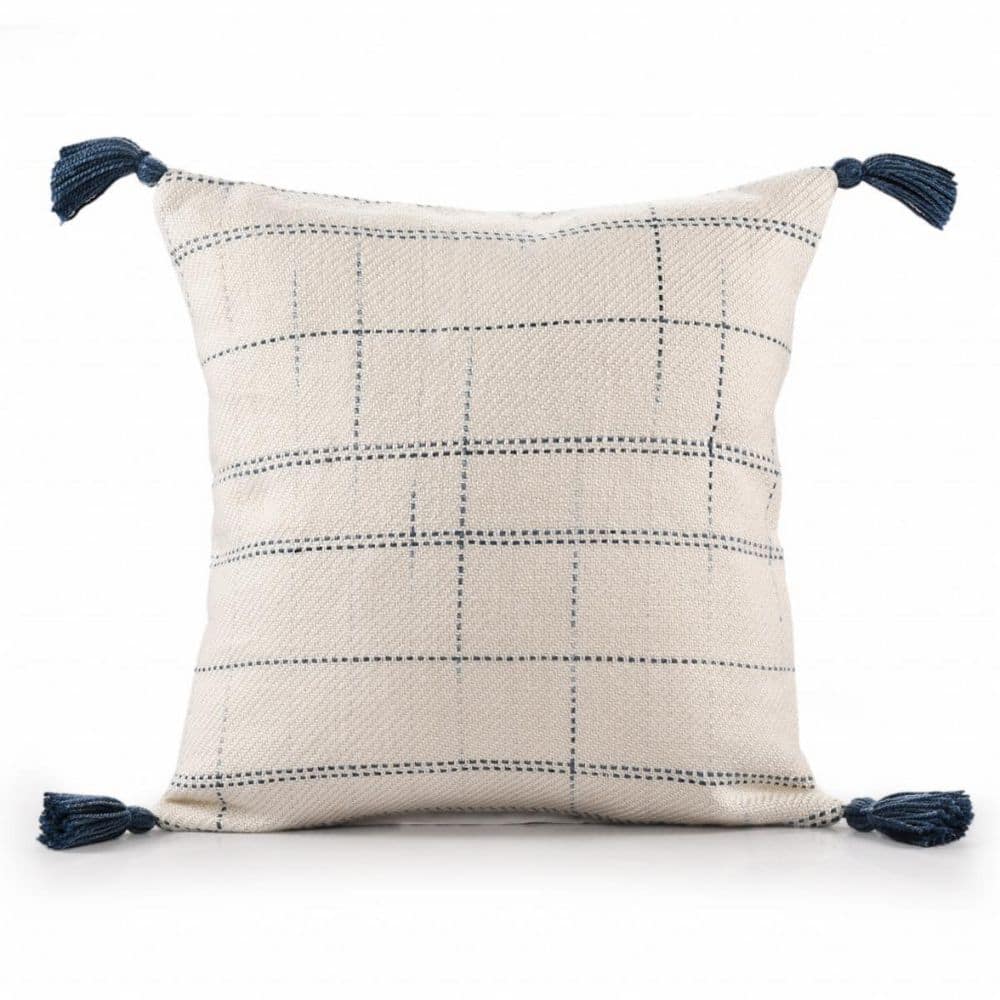 Ivory, Blue Geometric Polyester 20 in. x 20 in. Throw Pillow price history on PriceWatchPro