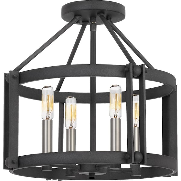 Quoizel Victor 4-Light Mottled Black Semi-Flush Mount