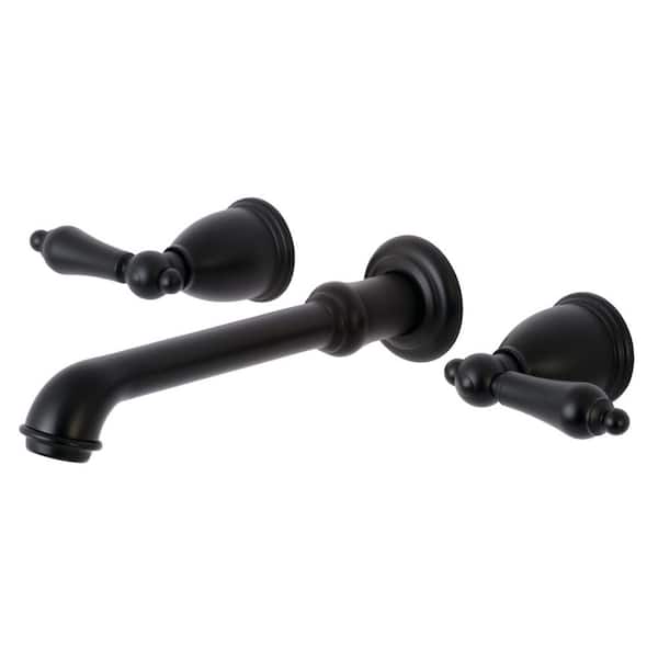 Kingston Brass English Country 2-Handle Wall Mount Bathroom Faucet in Matte Black