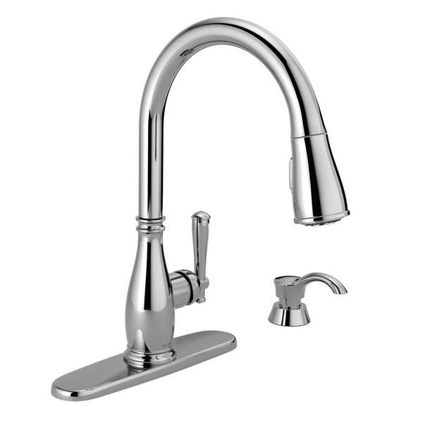 Delta Charmaine Single-Handle Pull-Down Sprayer Kitchen Faucet with Soap Dispenser and MagnaTite Docking in Chrome