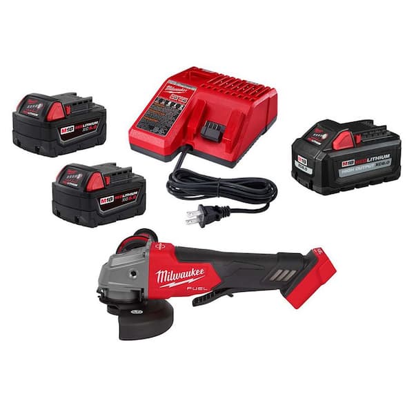 M18 FUEL 18V Lith-Ion Cordless 4-1/2 in. /5 in. Grinder w/ Variable Speed & Paddle Switch w/ (3) Battery & Charger