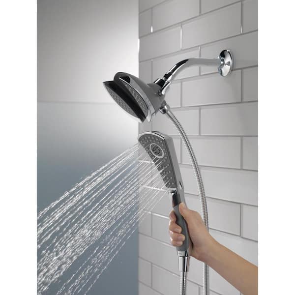 Delta In2ition 4-Spray Patterns 2.50 GPM in. Wall Mount Dual Shower Heads  in Chrome 58467 The Home Depot