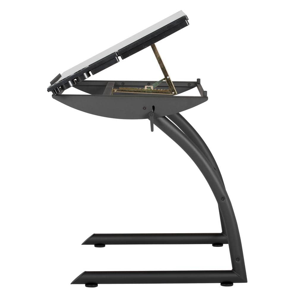 Versatile TriFlex 45" Glass Top Adjustable Drafting Table, Black