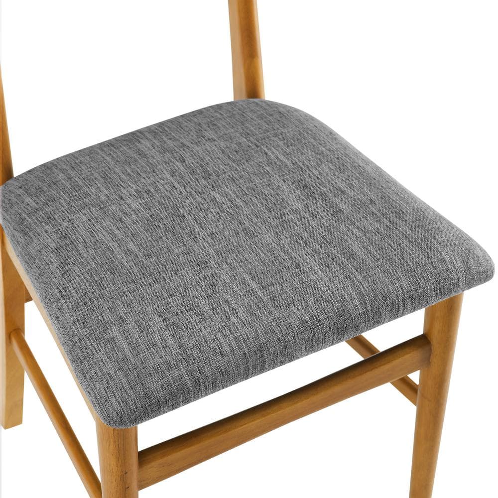 Set of 2 Acorn Wood Dining Chairs with Gray Upholstered Seat