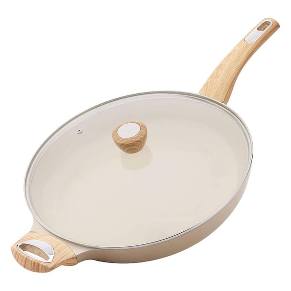 Ceramic Nonstick Saute Pan with Lid Healthy Non-Toxic Surface No PFOA PFAS PTFE Induction Compatible 1 Piece
