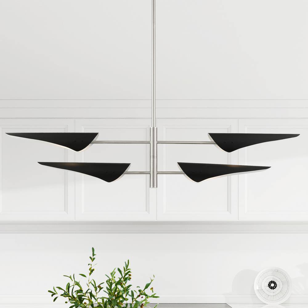 Brushed Nickel 4-Light Modern Pendant Chandelier