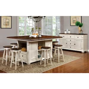 Clove 66 in. Rectangle Off White and Cherry Wood Counter Height Dining Table (Seats 8)