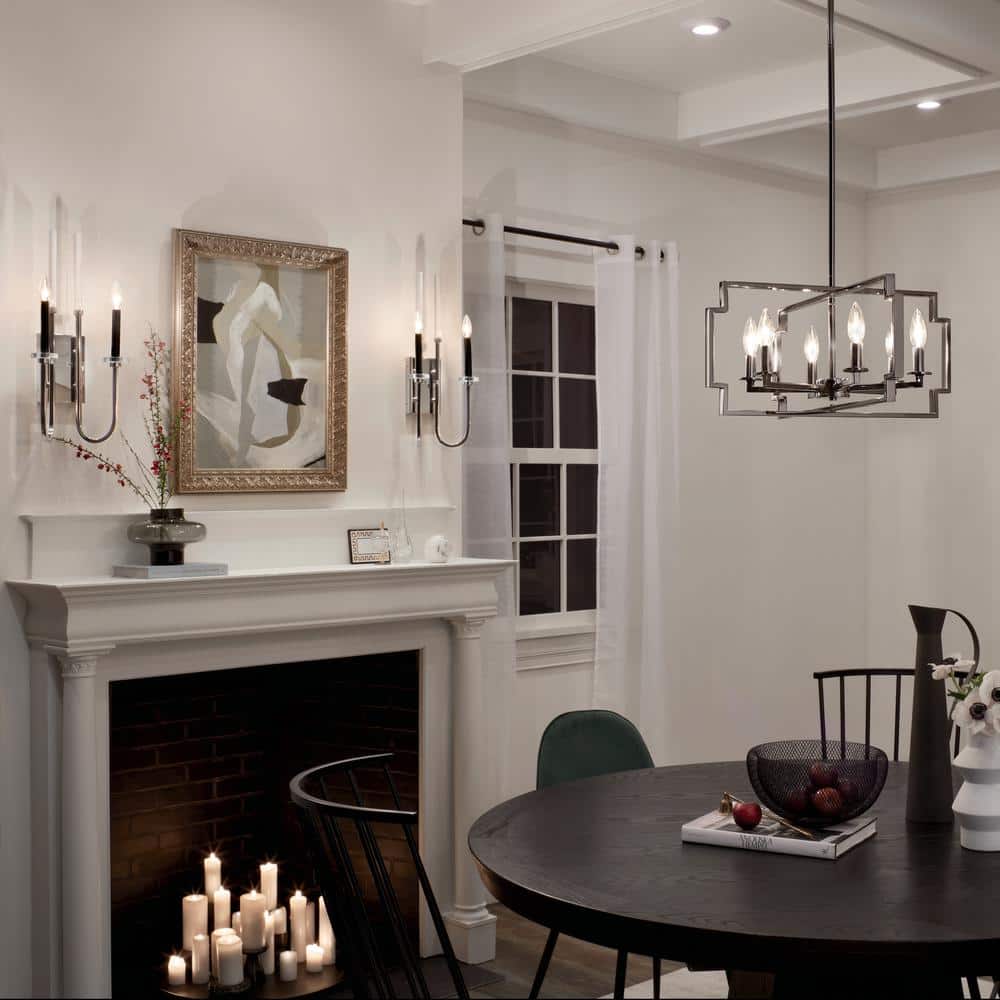 Midnight Chrome 6-Light Taper Candle Chandelier with Polished Nickel Accents