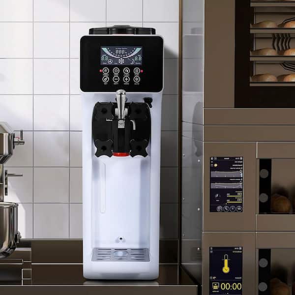 Commercial Ice Cream Maker 4.2 qt. Hopper White Ice Cream Maker 10.6 qt./H Yield LCD Panel Auto Clean Sliver