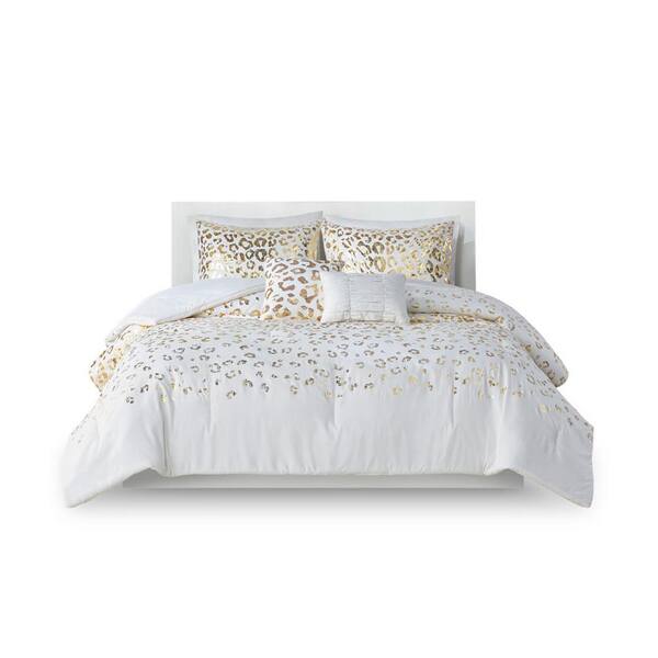 Intelligent Design Serena 5-Piece Ivory/Gold King/Cal King Metallic Animal Printed Comforter Set