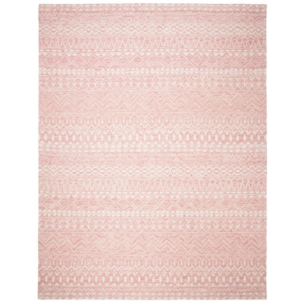 SAFAVIEH Micro-Loop Pink/Ivory 8 ft. x 10 ft. Geometric Area Rug