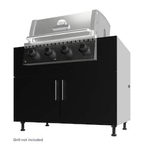 Miami Pitch Black Matte 42 in. x34.5 in. x 27 in. Flat Panel Stock Base Kitchen Cabinet Grill 2-Door