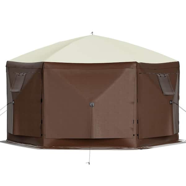 VEVOR Camping Gazebo Tent 10 ft. x 10 ft. 6 Sided Pop-Up Canopy