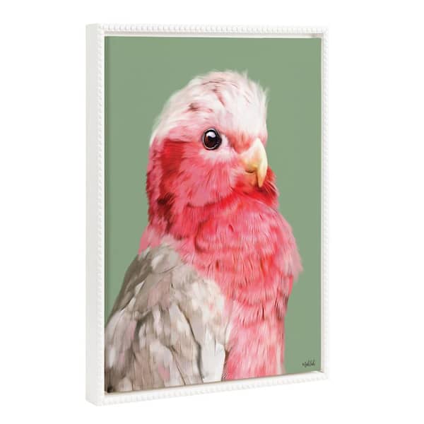 Kate and Laurel Modern Galah Bird Animal Portrait Framed Canvas Wall Art 1-Piece White Art Print, 18 in. x 24 in.