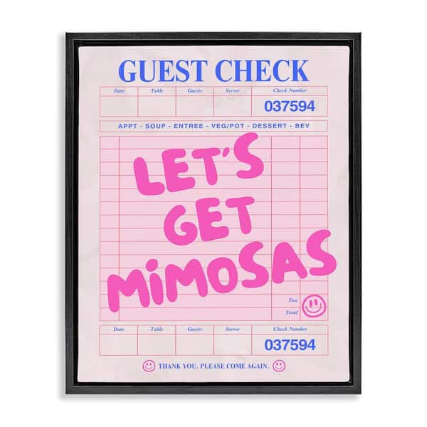 Stupell Industries Let's Get Mimosas Check by House of Lulu Black Floater Frame Typography Graphic Art Print 31 in. x 25 in.