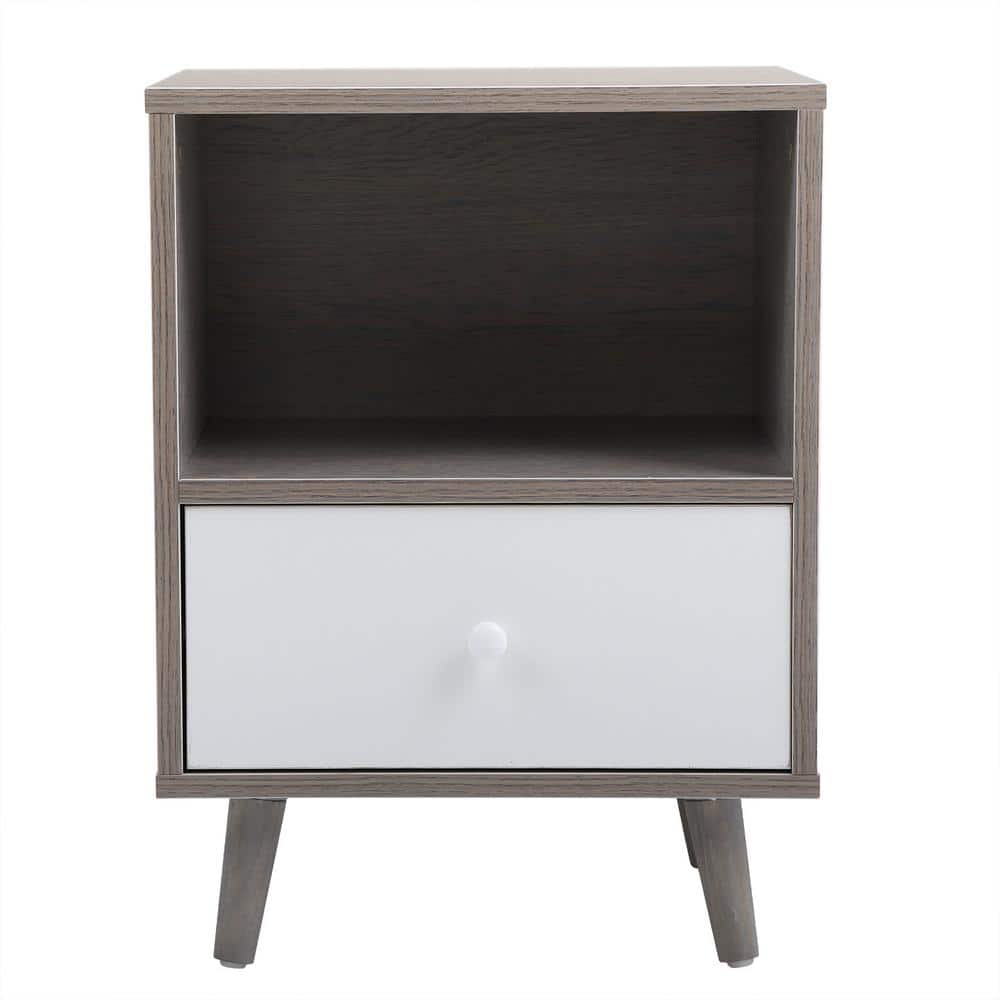 Clihome Low Profile Single Drawer Cement Gray Nightstand （Set of 2） CL